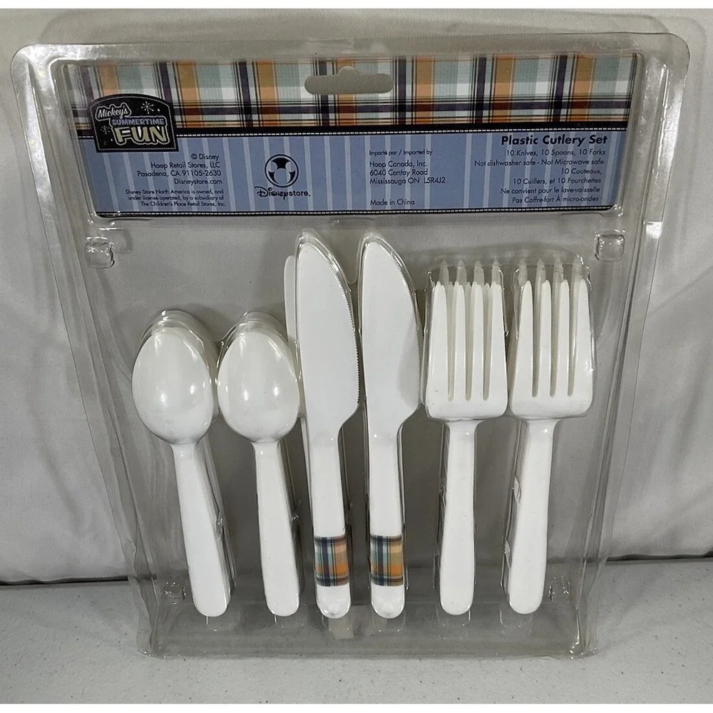 Disney Store Mickey's Summertime Fun Plastic Cutlery Set 30 Piece New In Package